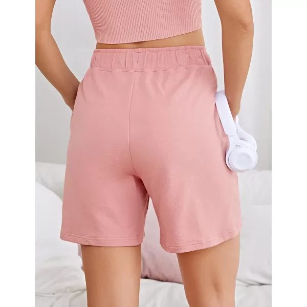 CRZ YOGA Womens Cotton Sweat Shorts Casual Summer 6  Bermuda Shorts with Pockets Soft Lounge Jersey Athletic Gym ShortsPink Puff