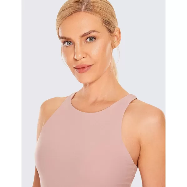 CRZ YOGA Womens High Neck Workout Tank Tops  with Builtin Shelf Bra Racerback Athletic Sports ShirtsRose Lavender