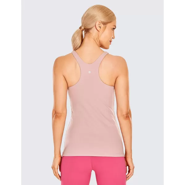 CRZ YOGA Womens High Neck Workout Tank Tops  with Builtin Shelf Bra Racerback Athletic Sports ShirtsRose Lavender