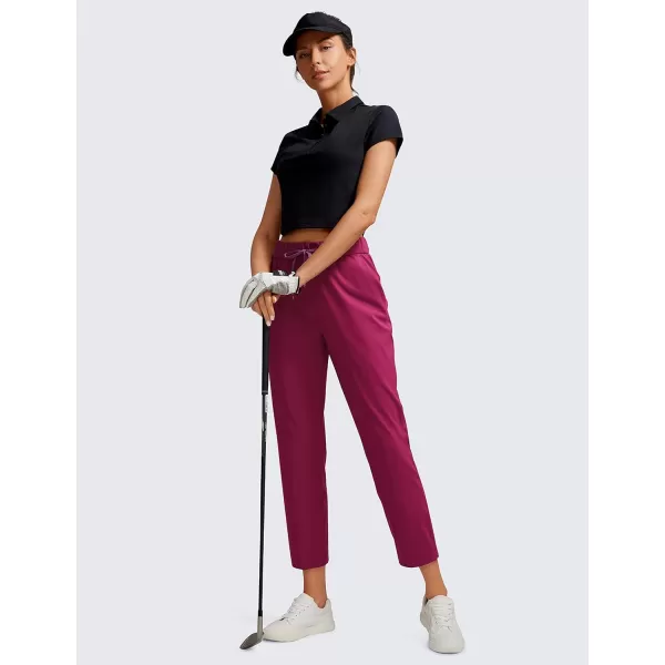 CRZ YOGA Womens High Waisted 4Way Stretch Golf Capris 25 Short  Work Pants Athletic Lounge Workout Ankle PantsMagenta Purple