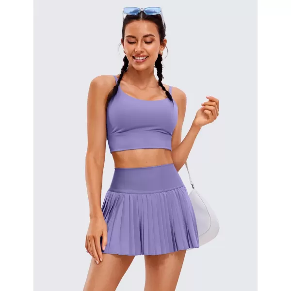 CRZ YOGA Womens High Waisted Pleated Tennis Skirts with Pockets Tummy Control Casual Liner Skorts A Line Workout Golf SkirtsDark Lavender Purple