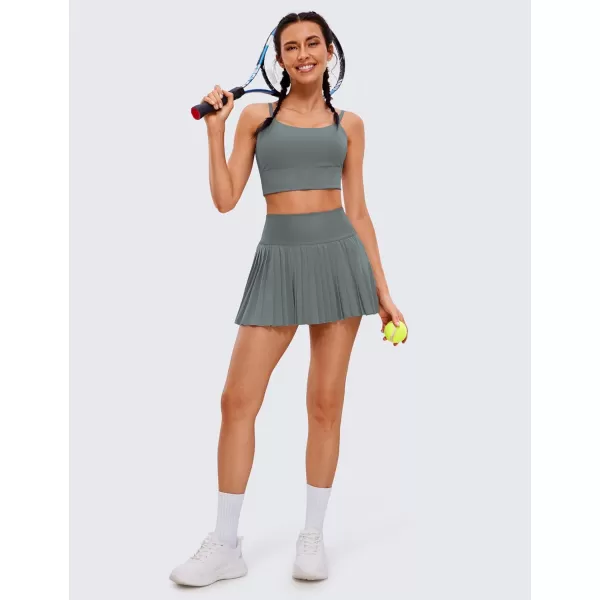 CRZ YOGA Womens High Waisted Pleated Tennis Skirts with Pockets Tummy Control Casual Liner Skorts A Line Workout Golf SkirtsGrey Sage
