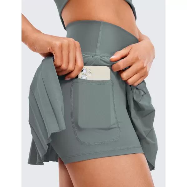 CRZ YOGA Womens High Waisted Pleated Tennis Skirts with Pockets Tummy Control Casual Liner Skorts A Line Workout Golf SkirtsGrey Sage