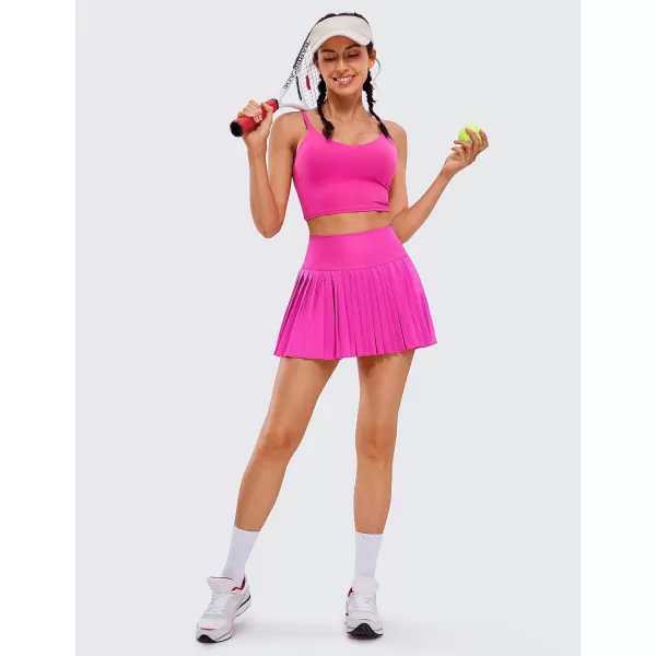 CRZ YOGA Womens High Waisted Pleated Tennis Skirts with Pockets Tummy Control Casual Liner Skorts A Line Workout Golf SkirtsHibiscus Purple