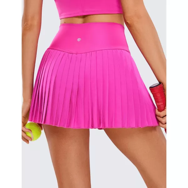 CRZ YOGA Womens High Waisted Pleated Tennis Skirts with Pockets Tummy Control Casual Liner Skorts A Line Workout Golf SkirtsHibiscus Purple