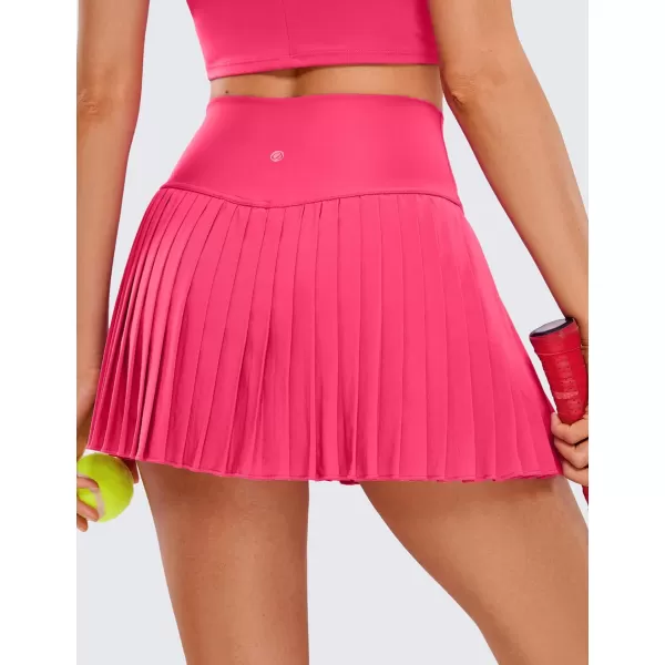 CRZ YOGA Womens High Waisted Pleated Tennis Skirts with Pockets Tummy Control Casual Liner Skorts A Line Workout Golf SkirtsLip Gloss Pink