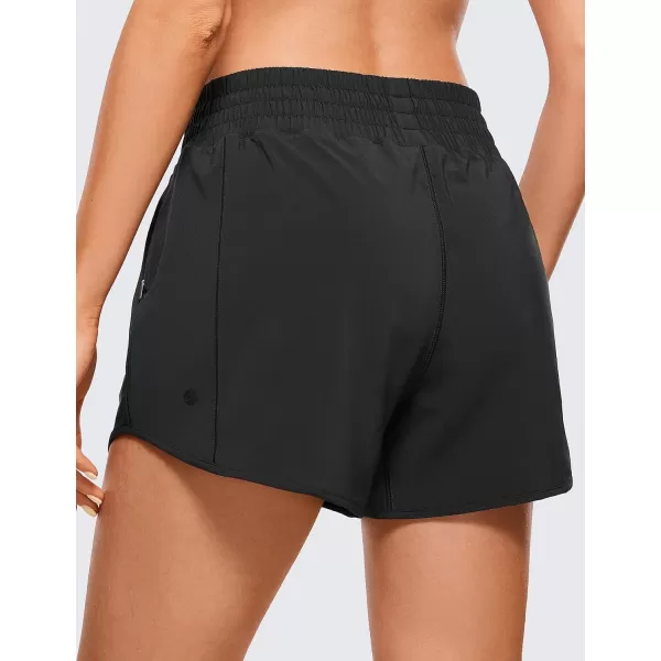 CRZ YOGA Womens High Waisted Running Shorts 4  Mesh Liner Lightweight Gym Sport Athletic Workout Shorts with Zipper PocketBlack