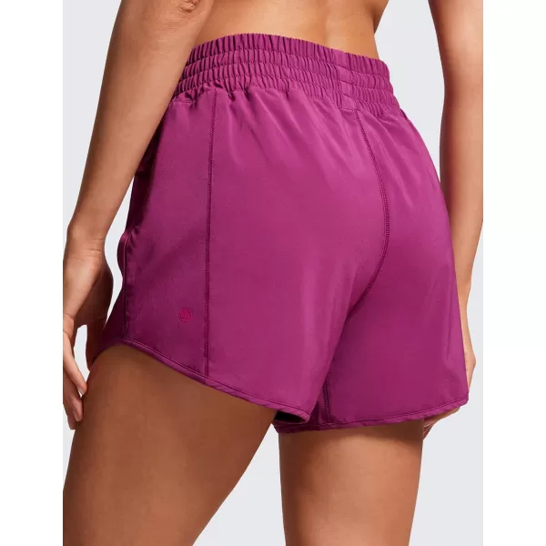 CRZ YOGA Womens High Waisted Running Shorts 4  Mesh Liner Lightweight Gym Sport Athletic Workout Shorts with Zipper PocketMagenta Purple