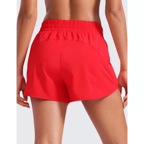 CRZ YOGA Womens High Waisted Running Shorts Mesh Liner  3 Dolphin Quick Dry Athletic Gym Track Workout Shorts Zip PocketDeep Red