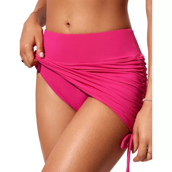 CRZ YOGA Womens High Waisted Swim Skirt Adjustable Side Drawstring Ruched Bathing Skirt Swimsuit Bottoms with LinerGranita Pink