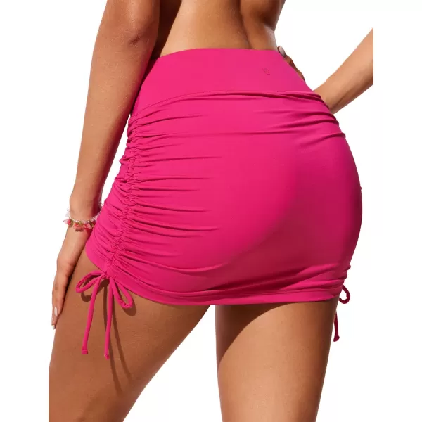 CRZ YOGA Womens High Waisted Swim Skirt Adjustable Side Drawstring Ruched Bathing Skirt Swimsuit Bottoms with LinerGranita Pink