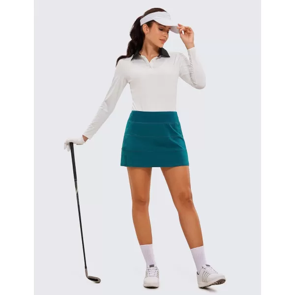 CRZ YOGA Womens High Waisted Tennis Skirts with 3 Pockets Golf Skirts A Line Lightweight Cute Athletic Casual SkortsAthletic Fit Borealis Green