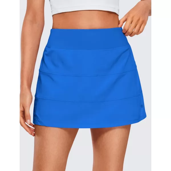 CRZ YOGA Womens High Waisted Tennis Skirts with 3 Pockets Golf Skirts A Line Lightweight Cute Athletic Casual SkortsAthletic Fit Sparkle Blue