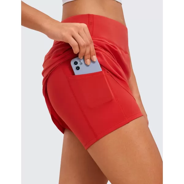 CRZ YOGA Womens High Waisted Tennis Skirts with 3 Pockets Golf Skirts A Line Lightweight Cute Athletic Casual SkortsDark Red