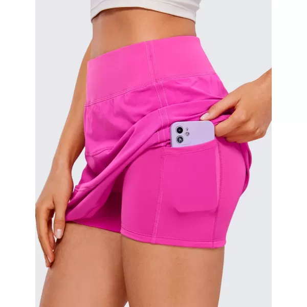 CRZ YOGA Womens High Waisted Tennis Skirts with 3 Pockets Golf Skirts A Line Lightweight Cute Athletic Casual SkortsHibiscus Purple