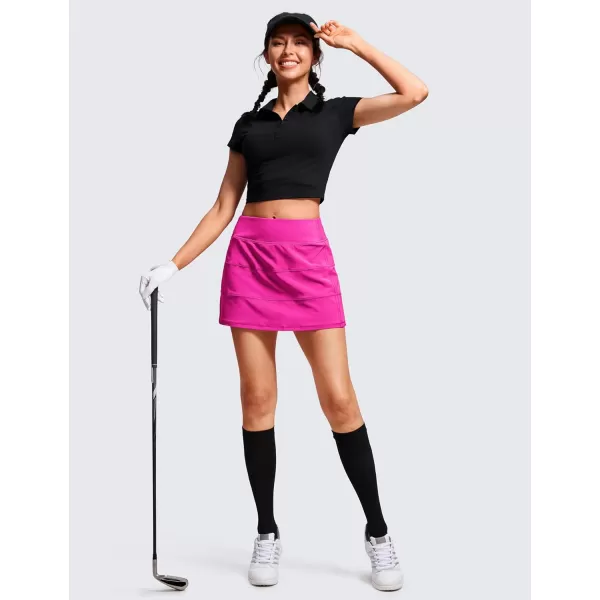 CRZ YOGA Womens High Waisted Tennis Skirts with 3 Pockets Golf Skirts A Line Lightweight Cute Athletic Casual SkortsHibiscus Purple