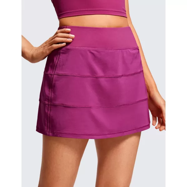 CRZ YOGA Womens High Waisted Tennis Skirts with 3 Pockets Golf Skirts A Line Lightweight Cute Athletic Casual SkortsMagenta Purple