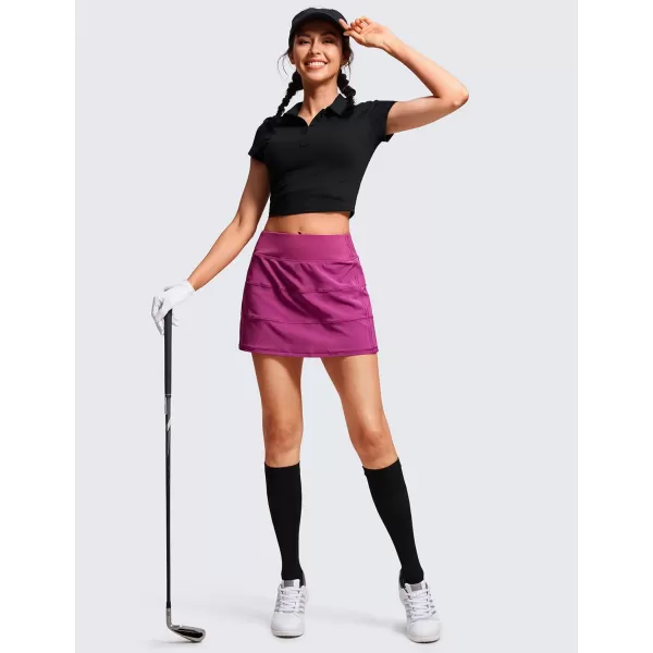 CRZ YOGA Womens High Waisted Tennis Skirts with 3 Pockets Golf Skirts A Line Lightweight Cute Athletic Casual SkortsMagenta Purple