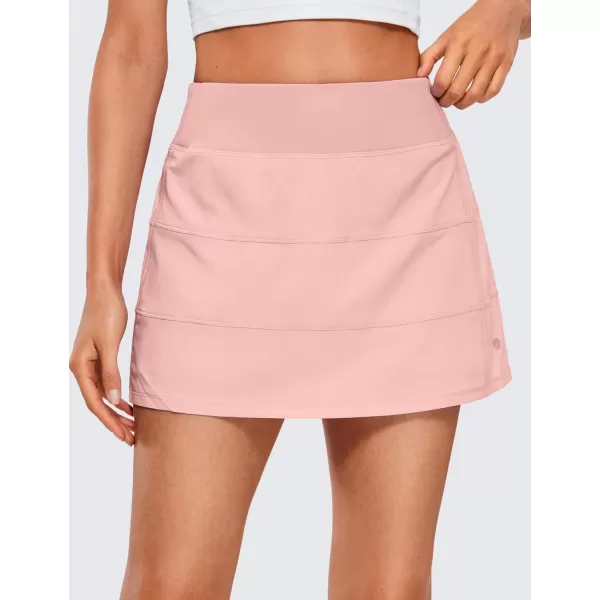 CRZ YOGA Womens High Waisted Tennis Skirts with 3 Pockets Golf Skirts A Line Lightweight Cute Athletic Casual SkortsPuff Pink