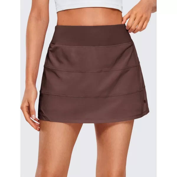 CRZ YOGA Womens High Waisted Tennis Skirts with 3 Pockets Golf Skirts A Line Lightweight Cute Athletic Casual SkortsTaupe