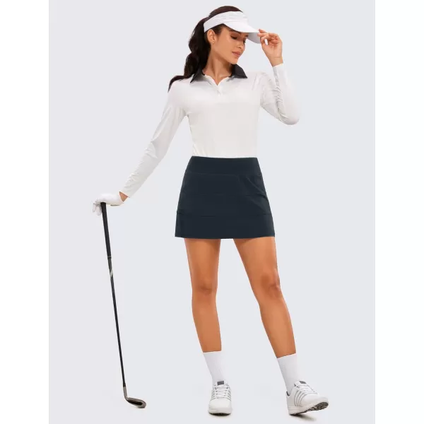 CRZ YOGA Womens High Waisted Tennis Skirts with 3 Pockets Golf Skirts A Line Lightweight Cute Athletic Casual SkortsTrue Navy