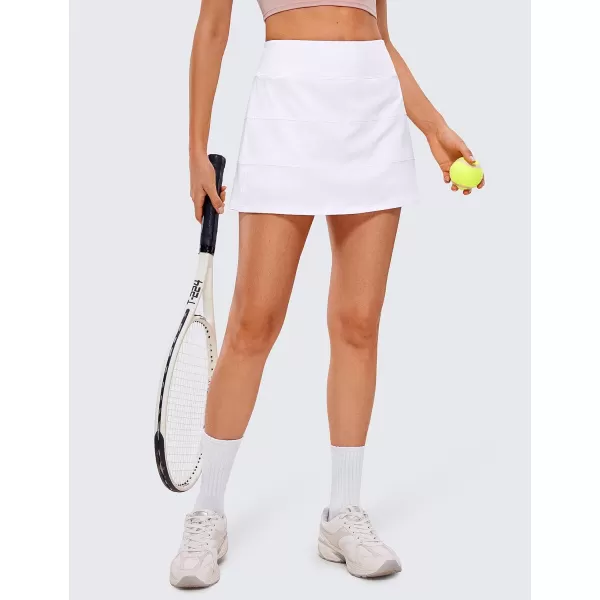 CRZ YOGA Womens High Waisted Tennis Skirts with 3 Pockets Golf Skirts A Line Lightweight Cute Athletic Casual SkortsWhite