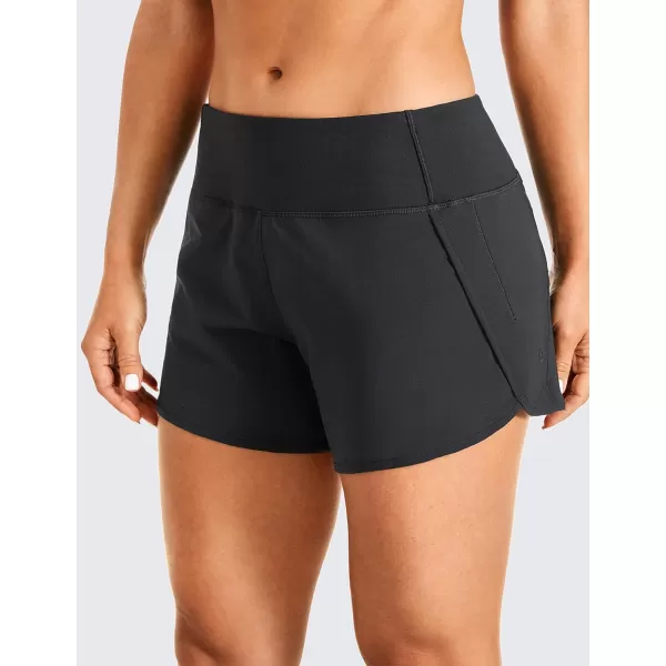 CRZ YOGA Womens Lightweight Gym Athletic Workout Shorts Liner 4  Quick Dry Running Sport Spandex Shorts Mesh Zipper PocketsBlack