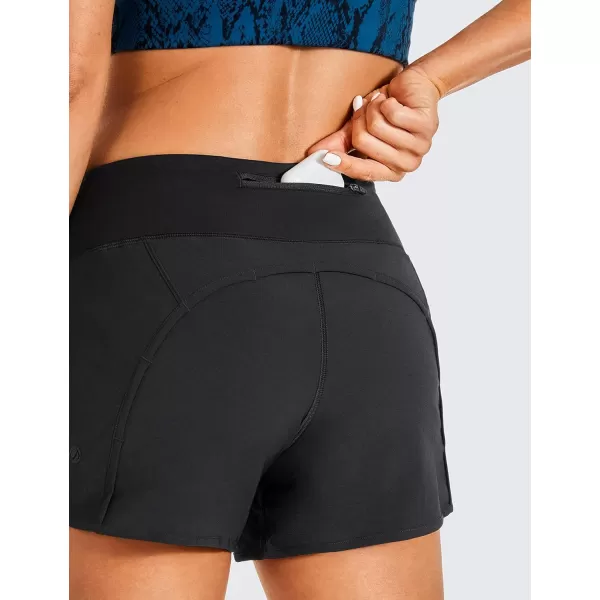 CRZ YOGA Womens Lightweight Gym Athletic Workout Shorts Liner 4  Quick Dry Running Sport Spandex Shorts Mesh Zipper PocketsBlack