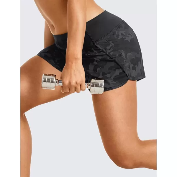 CRZ YOGA Womens Lightweight Gym Athletic Workout Shorts Liner 4  Quick Dry Running Sport Spandex Shorts Mesh Zipper PocketsCamo Multi Six