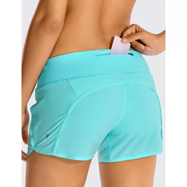 CRZ YOGA Womens Lightweight Gym Athletic Workout Shorts Liner 4  Quick Dry Running Sport Spandex Shorts Mesh Zipper PocketsHydra Blue