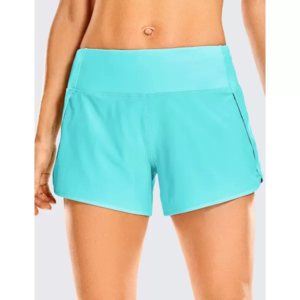 CRZ YOGA Womens Lightweight Gym Athletic Workout Shorts Liner 4  Quick Dry Running Sport Spandex Shorts Mesh Zipper PocketsHydra Blue