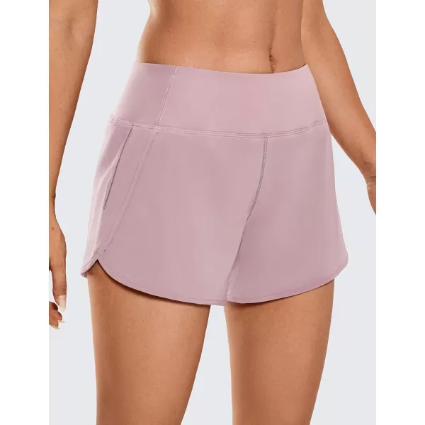 CRZ YOGA Womens Lightweight Gym Athletic Workout Shorts Liner 4  Quick Dry Running Sport Spandex Shorts Mesh Zipper PocketsMoonlight Ash