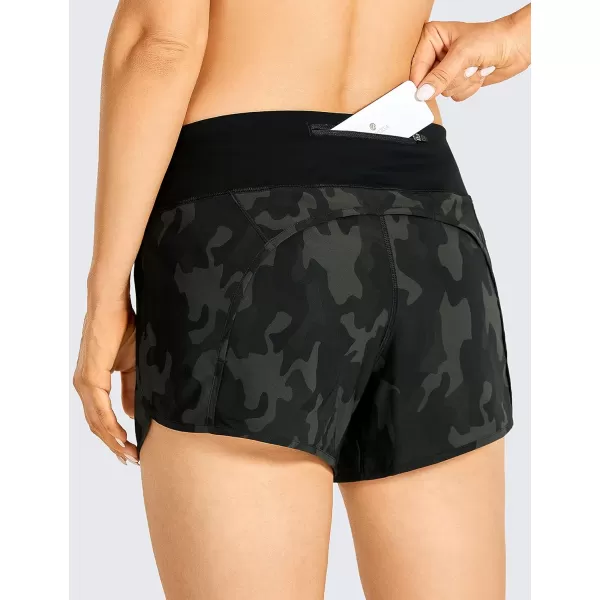 CRZ YOGA Womens Lightweight Gym Athletic Workout Shorts Liner 4  Quick Dry Running Sport Spandex Shorts Mesh Zipper PocketsOlive Camouflage