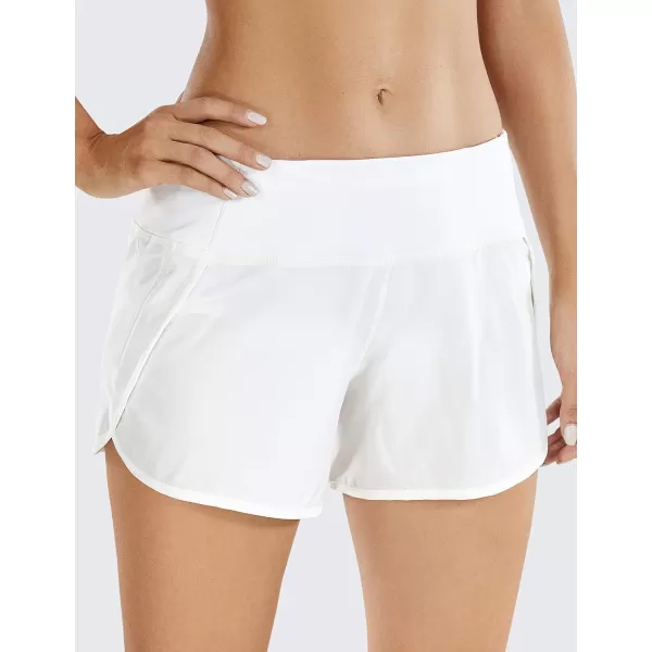 CRZ YOGA Womens Lightweight Gym Athletic Workout Shorts Liner 4  Quick Dry Running Sport Spandex Shorts Mesh Zipper PocketsWhite