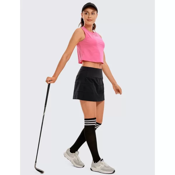 CRZ YOGA Womens Lightweight High Waisted Tennis Skirts A Line Athletic Workout Running Sports Golf Skorts with PocketsBlack