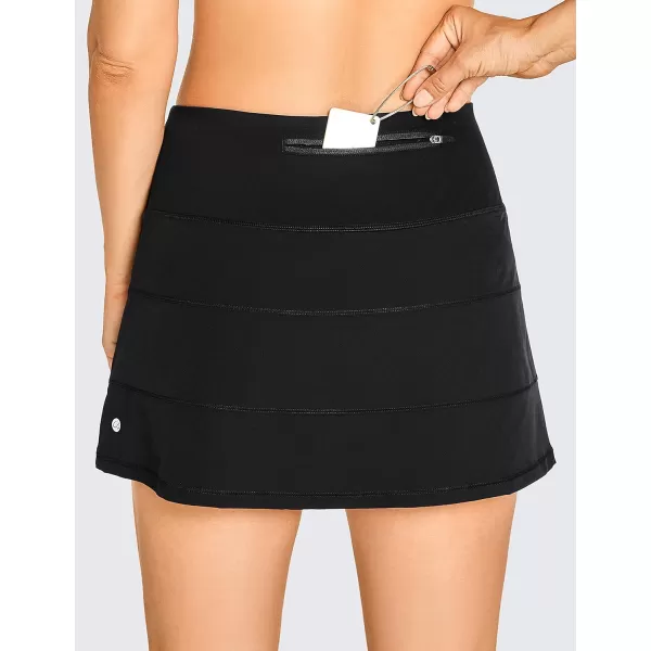 CRZ YOGA Womens Lightweight High Waisted Tennis Skirts A Line Athletic Workout Running Sports Golf Skorts with PocketsBlack