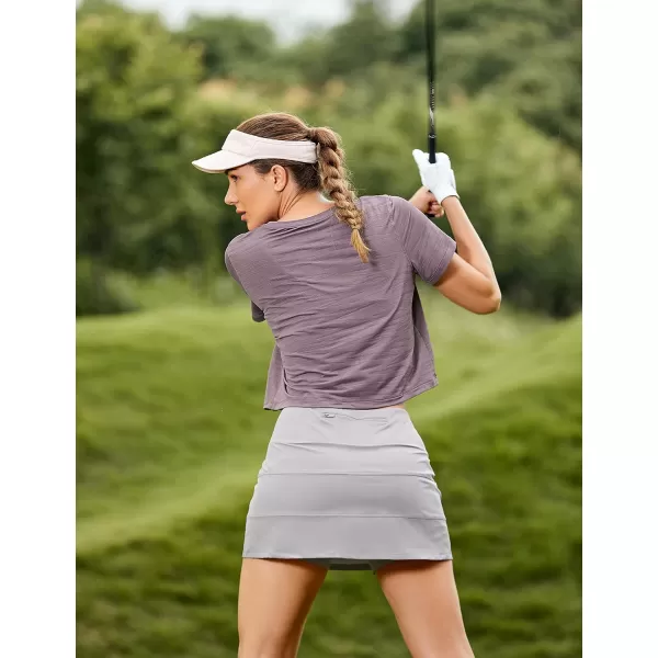 CRZ YOGA Womens Lightweight High Waisted Tennis Skirts A Line Athletic Workout Running Sports Golf Skorts with PocketsDark Chrome