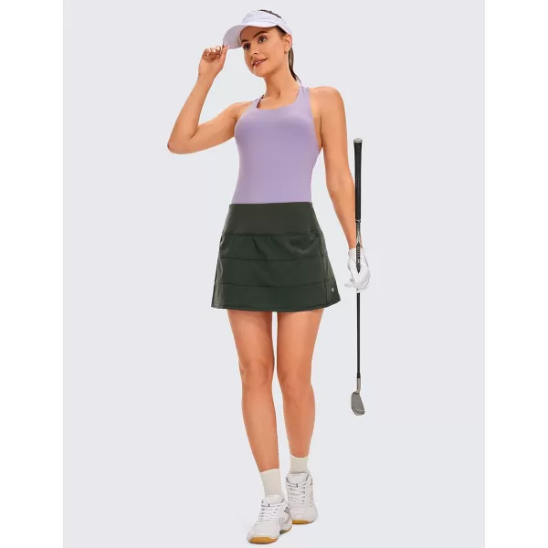 CRZ YOGA Womens Lightweight High Waisted Tennis Skirts A Line Athletic Workout Running Sports Golf Skorts with PocketsGrey Olive