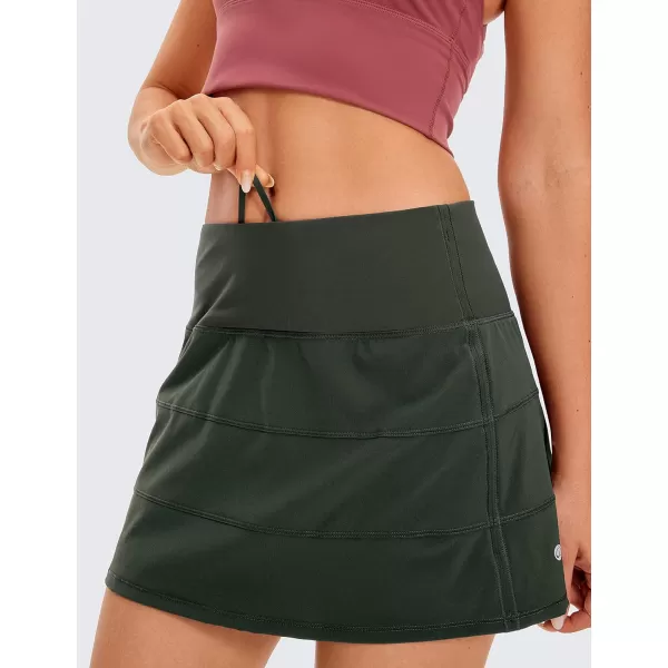 CRZ YOGA Womens Lightweight High Waisted Tennis Skirts A Line Athletic Workout Running Sports Golf Skorts with PocketsGrey Olive