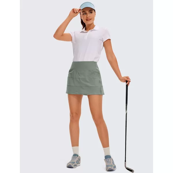 CRZ YOGA Womens Lightweight High Waisted Tennis Skirts A Line Athletic Workout Running Sports Golf Skorts with PocketsGrey Sage