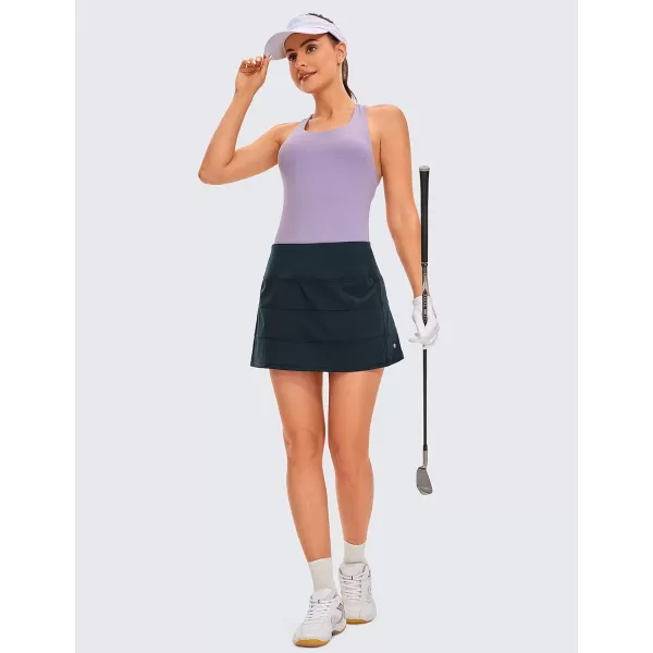 CRZ YOGA Womens Lightweight High Waisted Tennis Skirts A Line Athletic Workout Running Sports Golf Skorts with PocketsInk Blue