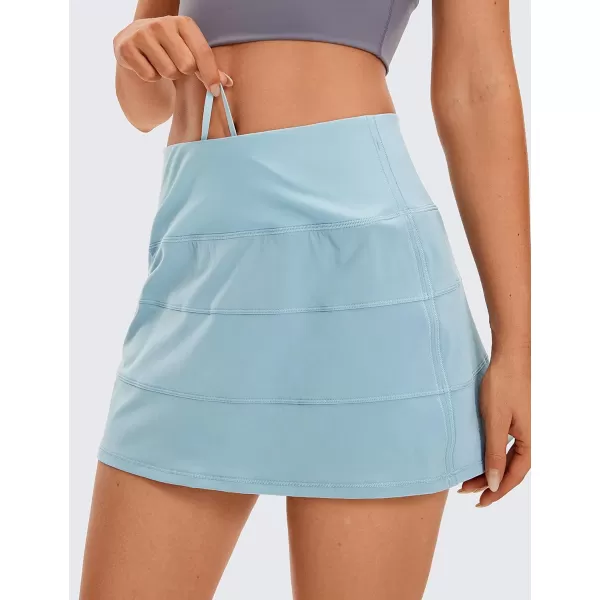 CRZ YOGA Womens Lightweight High Waisted Tennis Skirts A Line Athletic Workout Running Sports Golf Skorts with PocketsLight Grayish Blue