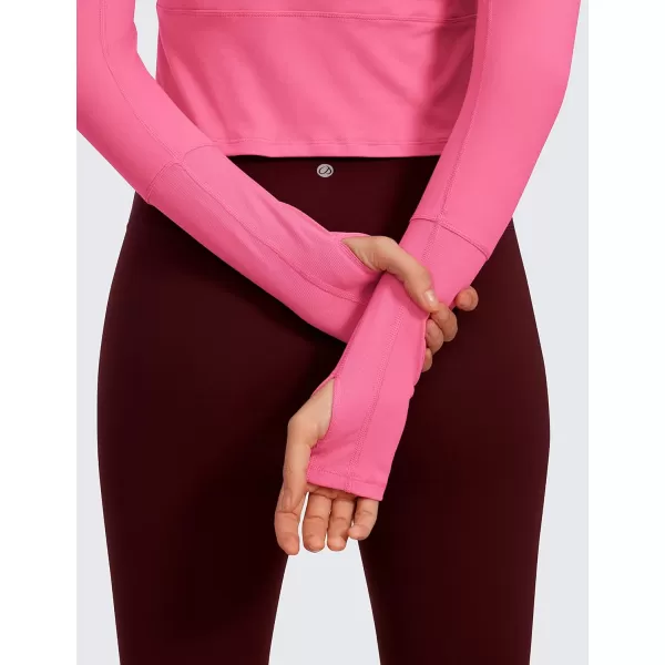 CRZ YOGA Womens Long Sleeve Crop Top Quick Dry Cropped Workout Shirts Half Zip Pullover Running Athletic ShirtMagenta