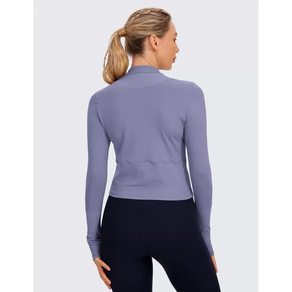 CRZ YOGA Womens Long Sleeve Crop Top Quick Dry Cropped Workout Shirts Half Zip Pullover Running Athletic ShirtWisteria