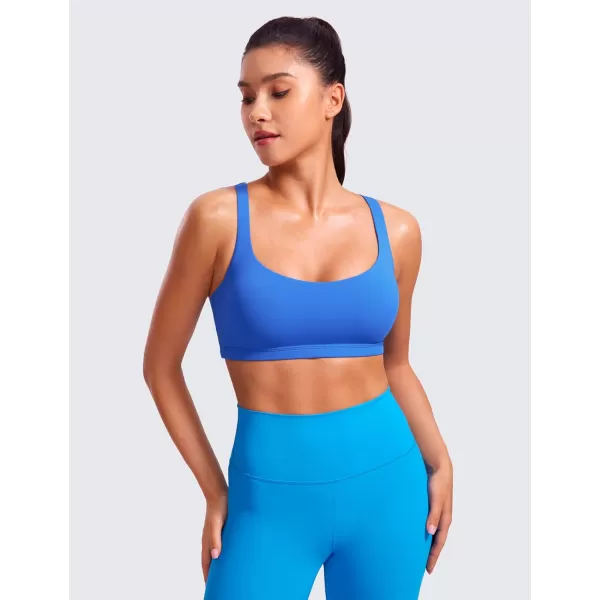 CRZ YOGA Womens Low Impact Strappy Sports Bra  Low Cut Wirefree Padded Yoga Bra Criss Cross BackSparkle Blue