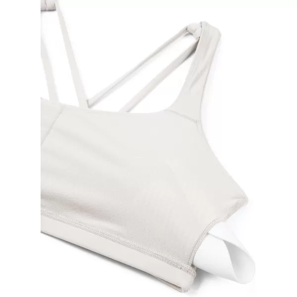 CRZ YOGA Womens Low Impact Strappy Sports Bra  Low Cut Wirefree Padded Yoga Bra Criss Cross BackWhite Apricot