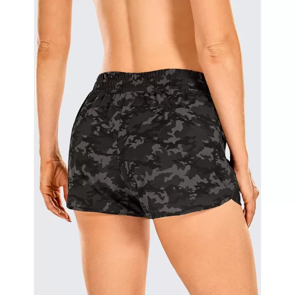 CRZ YOGA Womens Mid Rise Running Shorts Mesh Liner 3  Quick Dry Drawstring Workout Athletic Gym Shorts Zip PocketCamo Multi 1