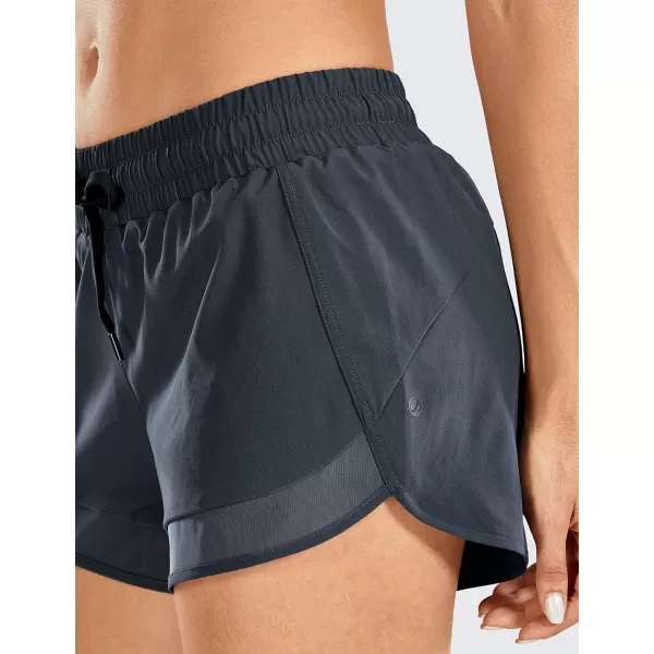 CRZ YOGA Womens Mid Rise Running Shorts Mesh Liner 3  Quick Dry Drawstring Workout Athletic Gym Shorts Zip PocketGraphite Grey