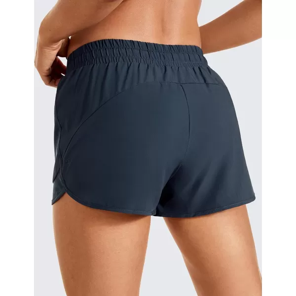 CRZ YOGA Womens Mid Rise Running Shorts Mesh Liner 3  Quick Dry Drawstring Workout Athletic Gym Shorts Zip PocketStelindigo