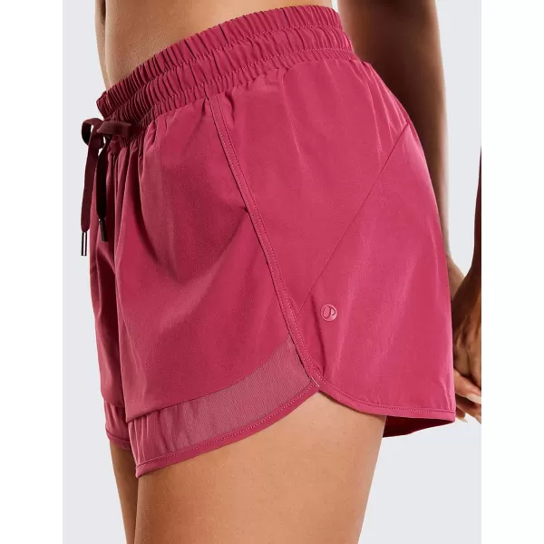 CRZ YOGA Womens Mid Rise Running Shorts Mesh Liner 3  Quick Dry Drawstring Workout Athletic Gym Shorts Zip PocketThe Dark Purple